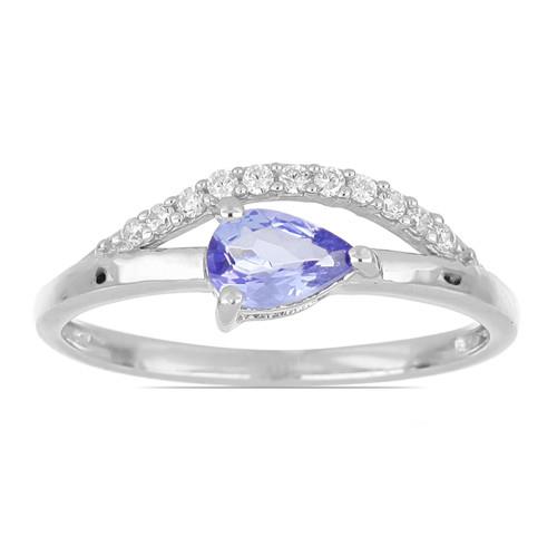 0.50 CT TANZANITE STERLING SILVER RING WITH CUBIC ZIRCONIA #VR015702